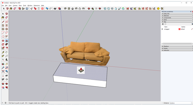 aggiustare.org esempio di utilizzo del comando estrudi push pull di sketchup con 3D Modeling con sketchup
