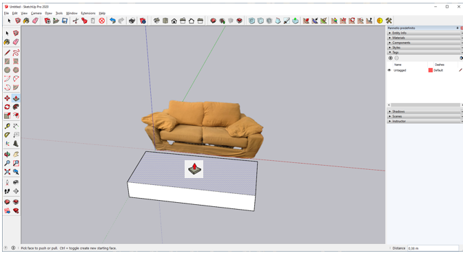 aggiustare.org esempio di utilizzo del comando estrudi push pull di sketchup con  3D Modeling con sketchup