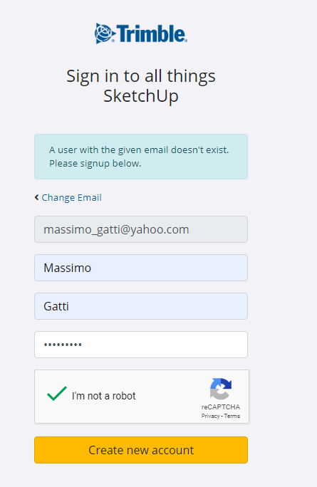 aggiustare.org processo di registrazione di Sketchup 